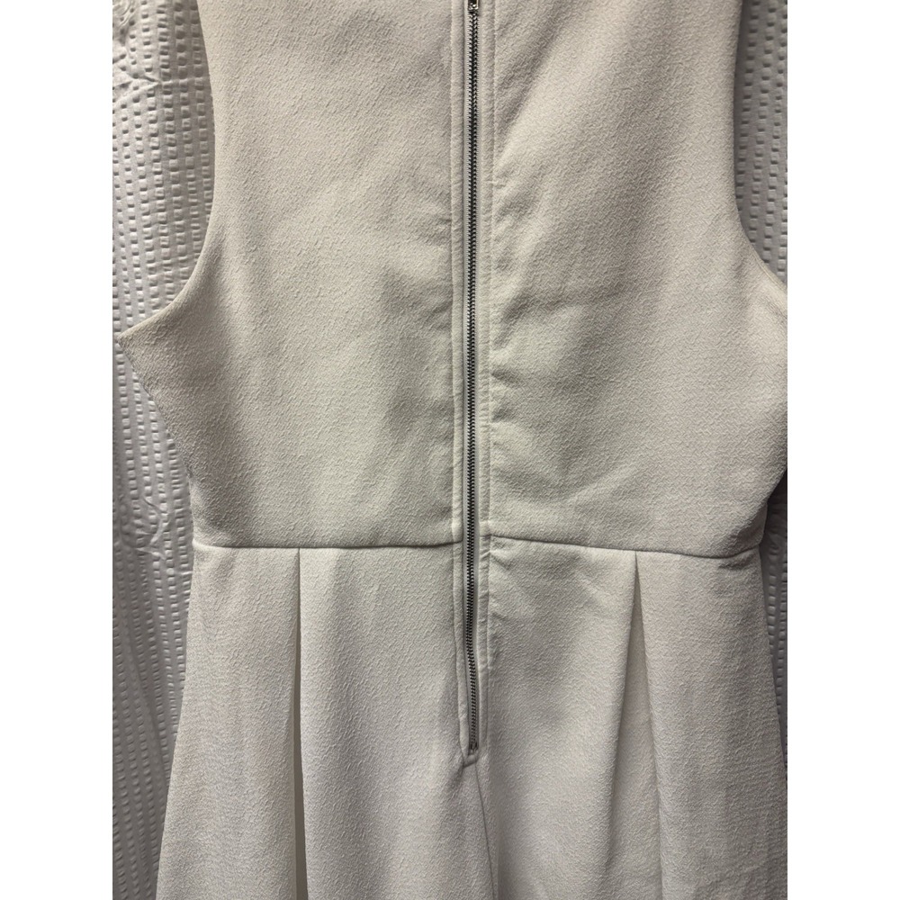 She + Sky Women's White Textured Size Large A Line Mini Dress Pleated Sleeveless - Picture 10 of 14